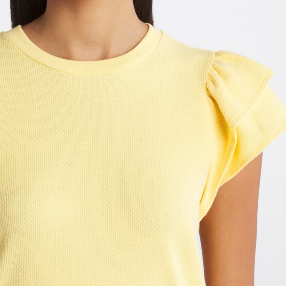 Yellow Ruffle Sleeve Top